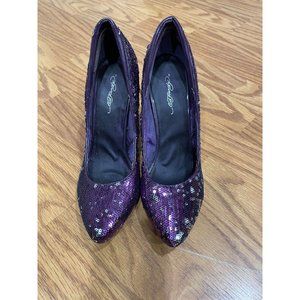 GENTLY USED ED HARDY SEQUIN PURPLE HEELS